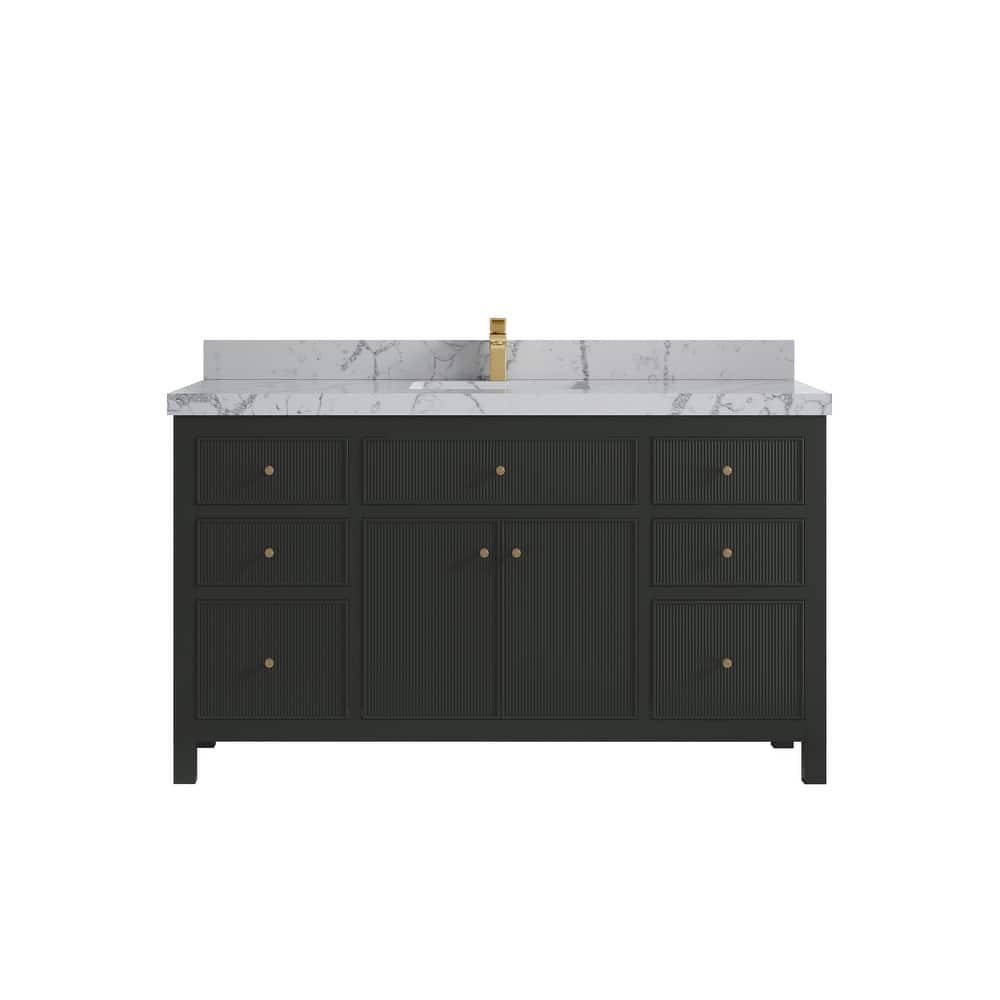 Willow Collections 60 in W x 22 in D Sonoma Free Standing Reeded Single Sink Bathroom Vanity with Countertop