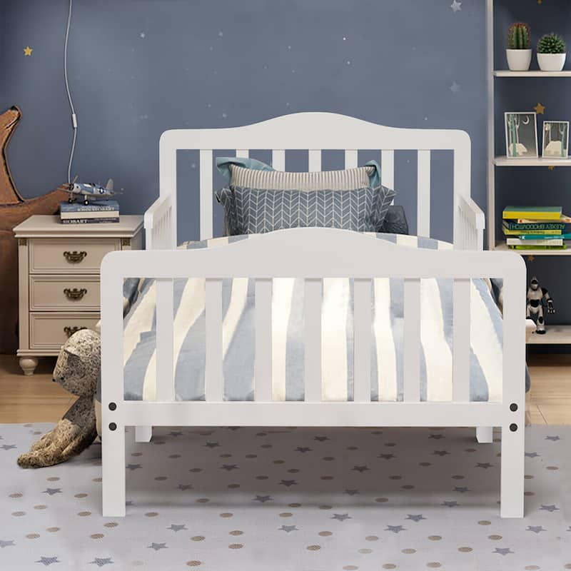 Costway Kids Toddler Wood Bed Bedroom Furniture w/ Guardrails - See Details