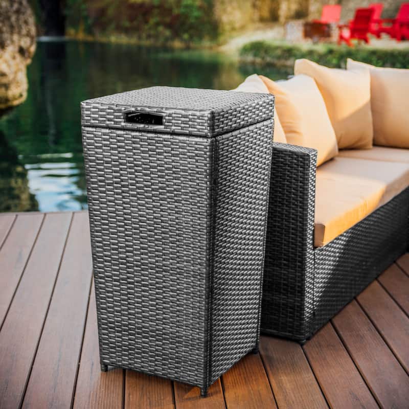 Nestl Outdoor Patio 30 Gallon Durable Wicher Trash Can with Lid - Gray