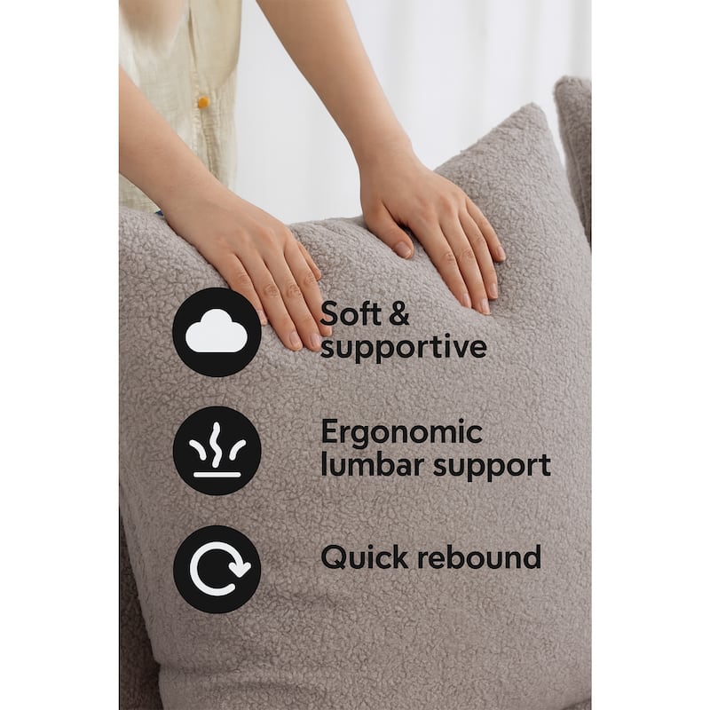 L-Shaped Modular Sectional Sofa, Full Foam Compressed Deep Seat Sofa, Upholstered Corner Sofa with 5 Throw Pillows