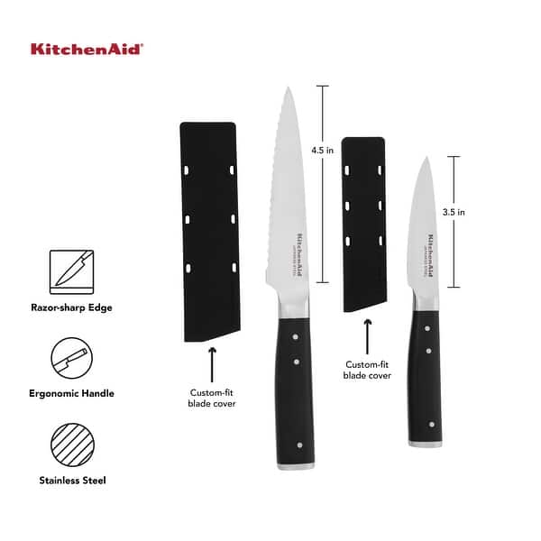 KitchenAid Gourmet Triple Rivet Utility and Paring Knife Set, 2-Piece, Black