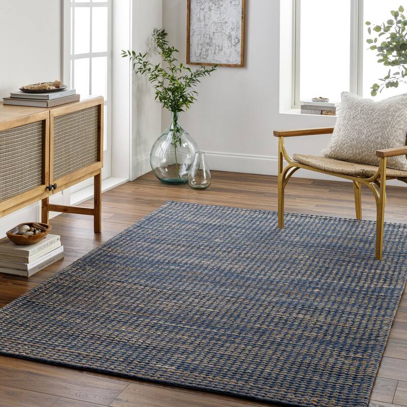 Livabliss Priya Handmade Jute & Wool Blend Area Rug - Blue/Natural - 5' x 7' 6"