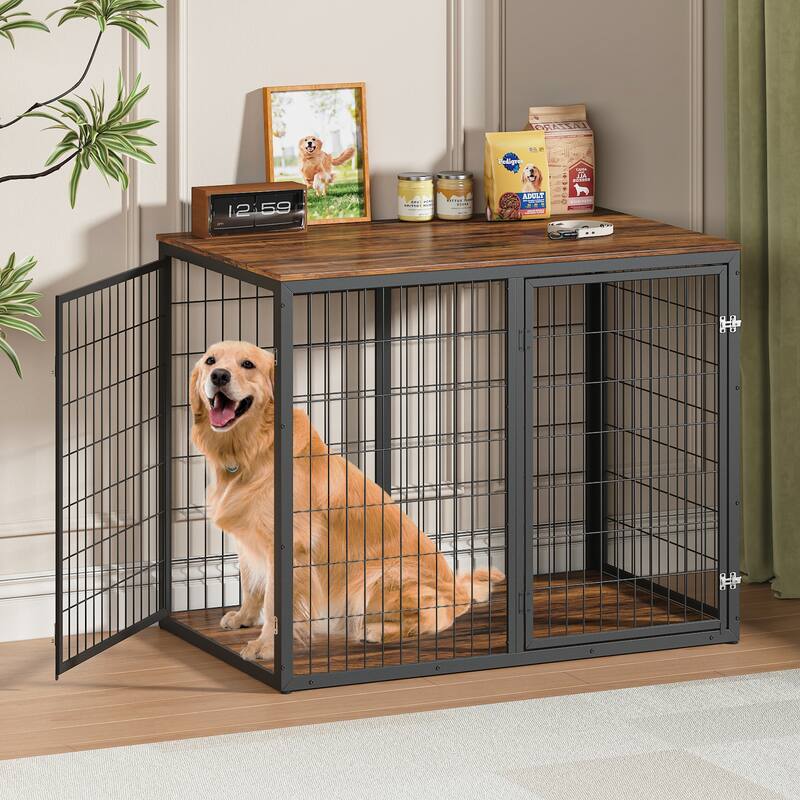 47" Dog Crate Dog Cage Furniture with 3 Doors,for Large & Medium Dogs