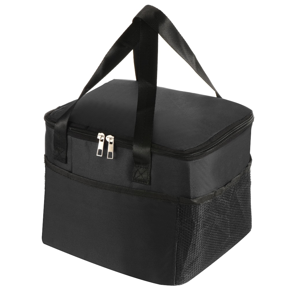 Lunch Bag Tote Bag with Pocket for Work Picnic 9.1"x6.9"x7.9", Black