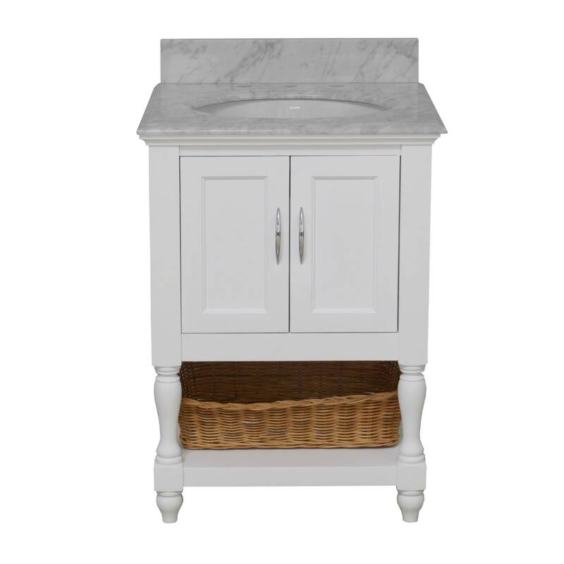 KitchenBathCollection Beverly 24" BathroomVanity w/ Carrara Marble Top