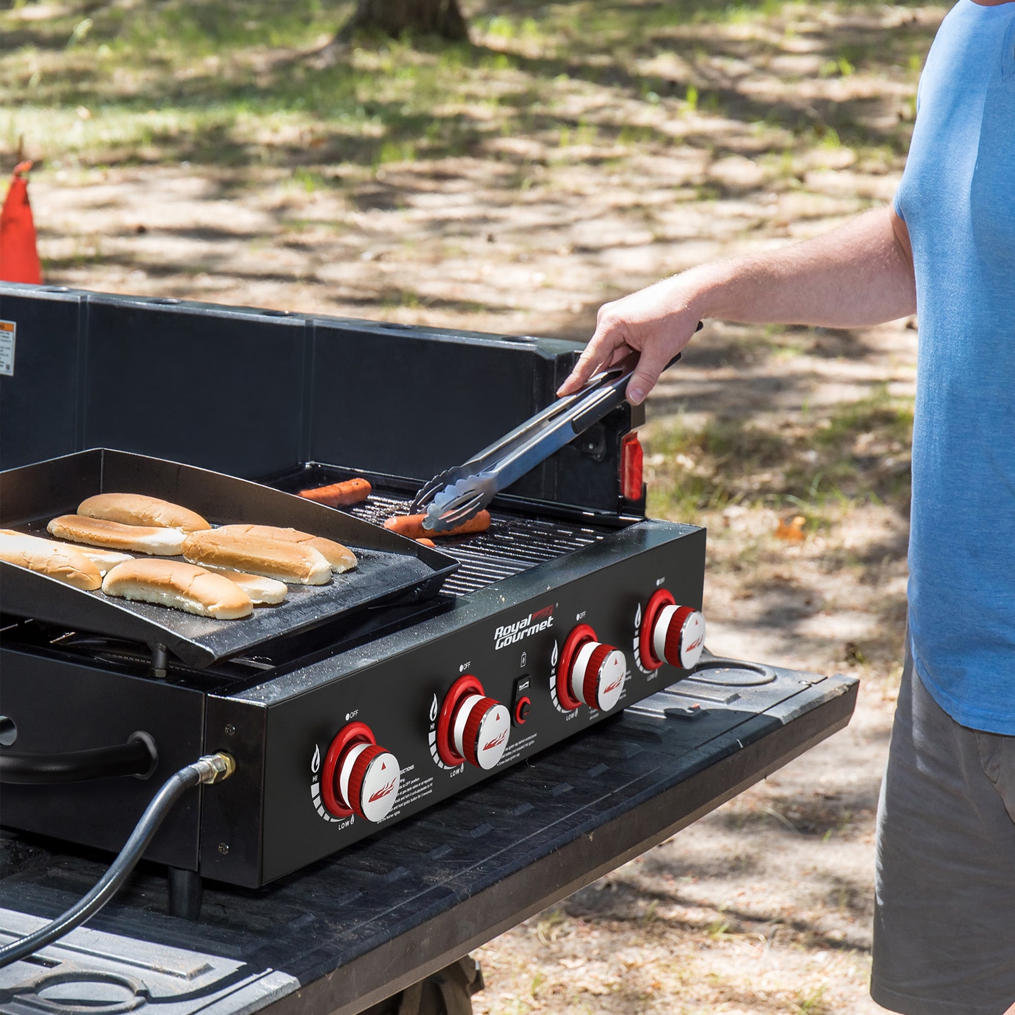 Royal Gourmet GD4002T Tailgater Tabletop Gas Grill Griddle 4 Burner Portable Propane Grill Griddle Combo For Backyard Or Outdoor BBQ Cooking 40 000