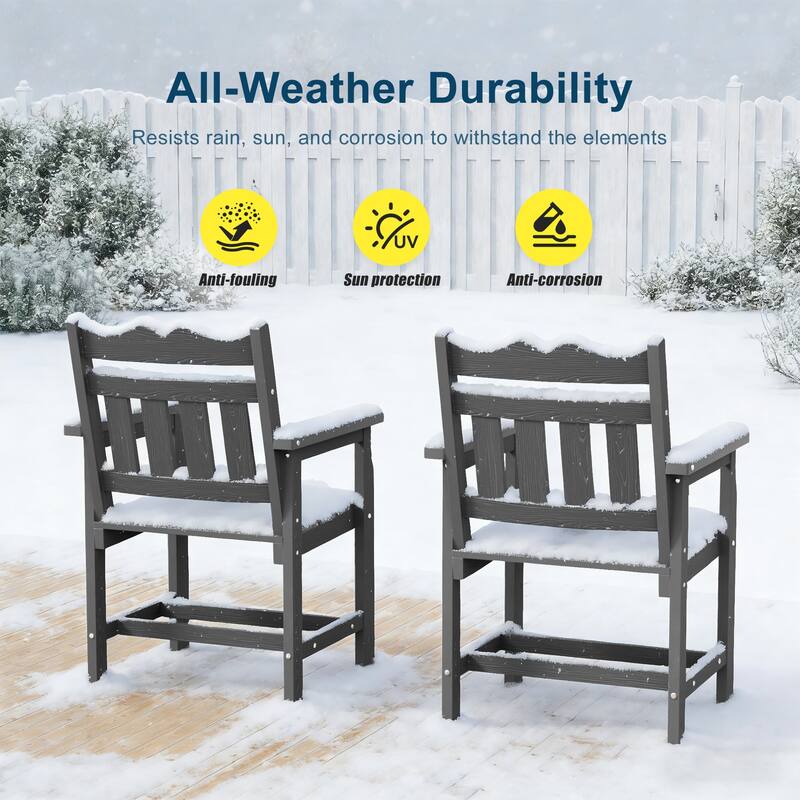 HIPS Patio Dining Chairs Ergonomic All-weather Patio Seats (Set of 2)
