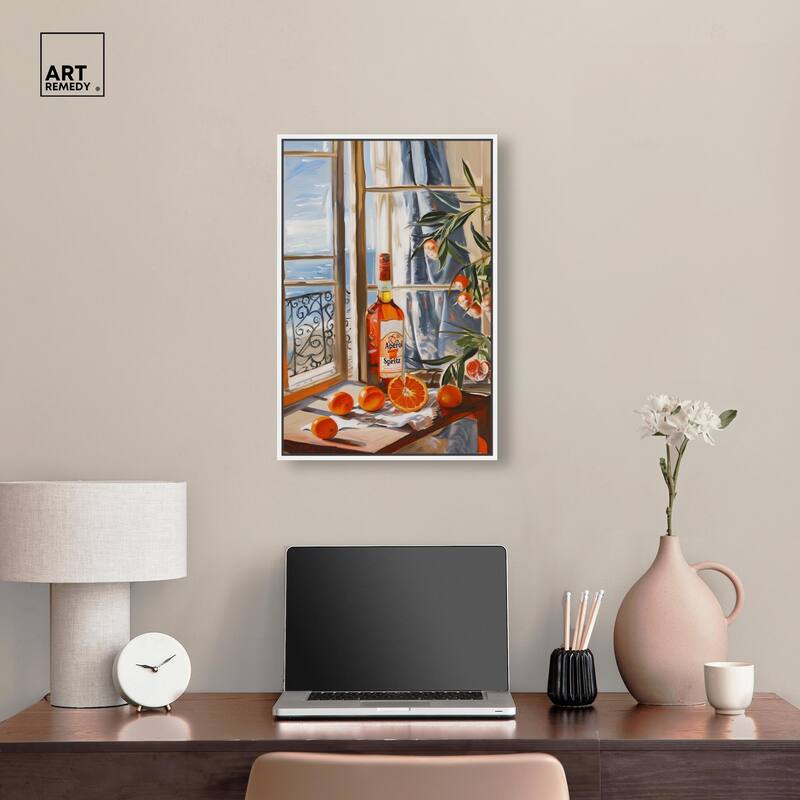Orange Aperol by the Sea Canvas by Art Remedy