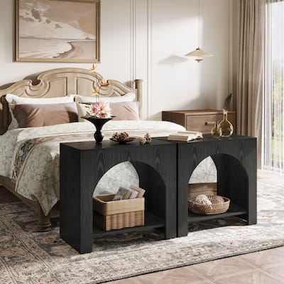 Farmhouse Night Stand for Bedroom, Home Office, Brown Bedside Table