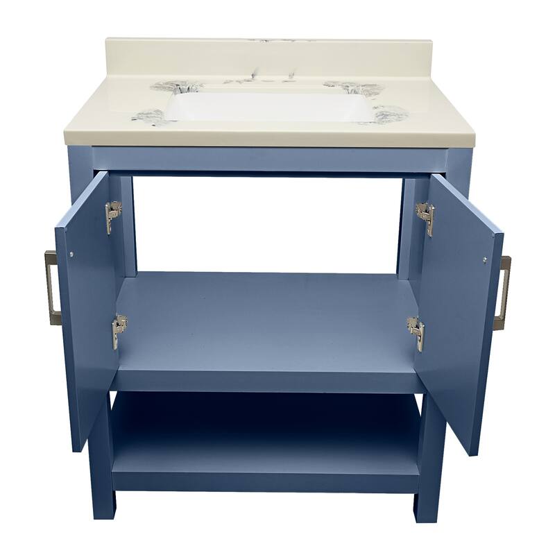 Taos 31" Bathroom Vanity with Cultured Marble Vanity Top Sink in White with White Basin