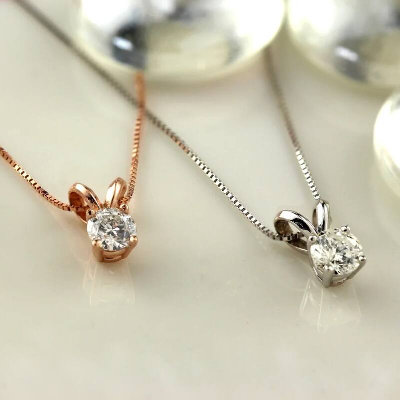 Auriya 14k Gold 1/3ctw Round Solitaire Diamond Necklace (J-K, I1-I2)