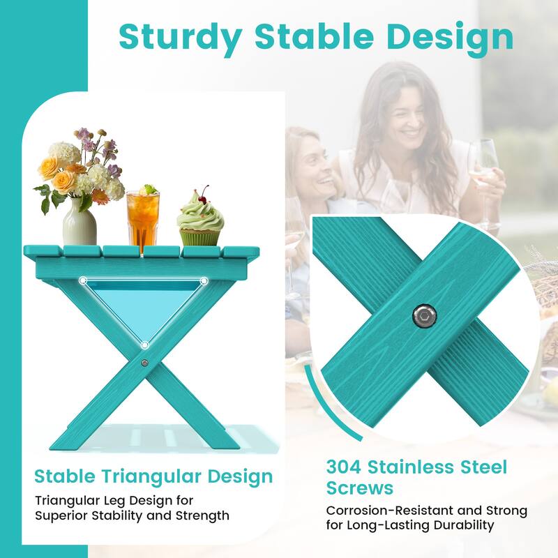 Outdoor Patio HDPE Foldable Side Table, Waterproof & Weather Resistant