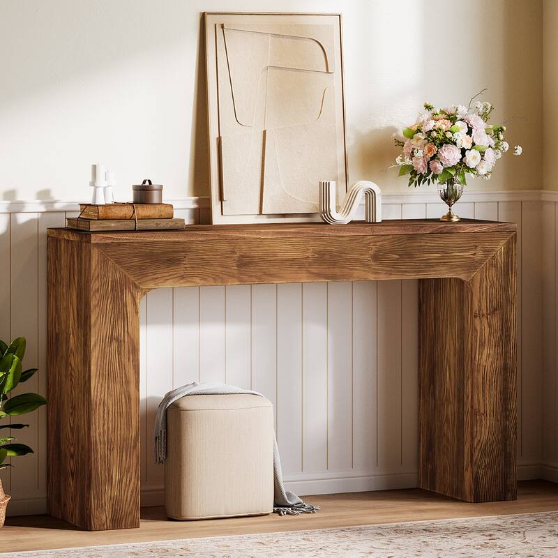 43.3" Solid Wood Console Table with Double Base