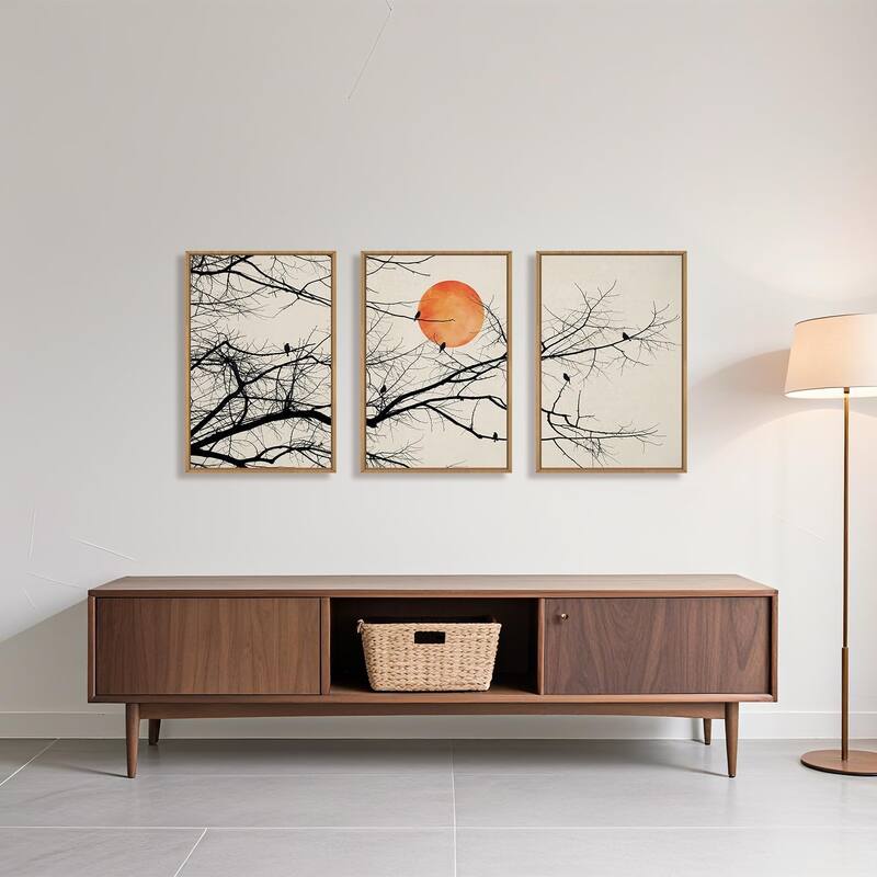 Retro Tree Drawing Wall Decor, Nature Botanical Wall Painting