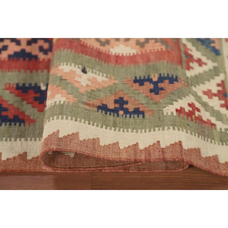 Orange Kilim Qashqai Persian Vintage Hand-Woven Wool Carpet - 4'2" x 6'2"