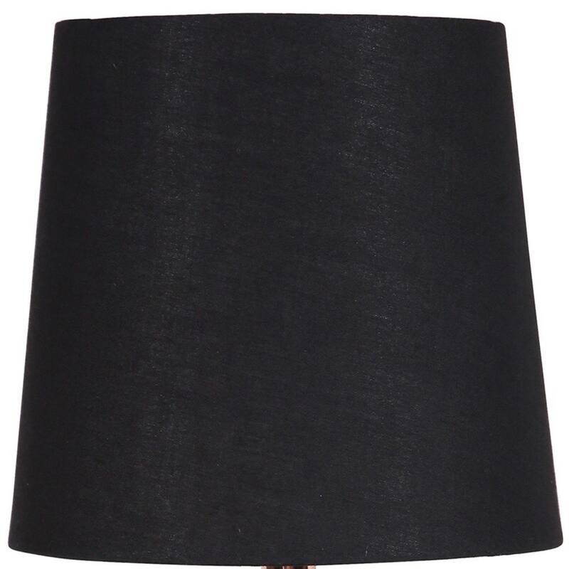 11'' Copper Geometric Table Lamp with Black Cotton Shade Modern Bedside or Desk Light with Inline Switch - 6.5" x 6.5" x 11.25"