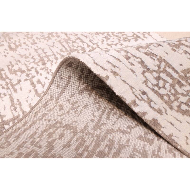 ECARPETGALLERY Hand-knotted Legacy Silver, Taupe Silk, Wool Rug - 2'6 x 9'11