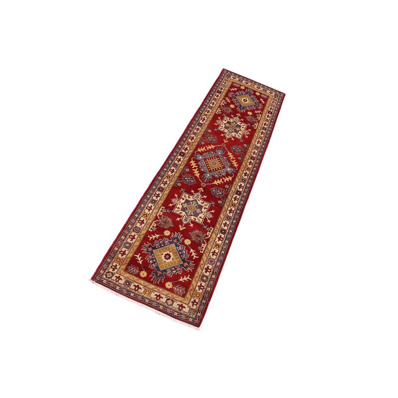Rustic Kazak Randy Red/Natural Wool Runner - 2'8'' x 9'9''