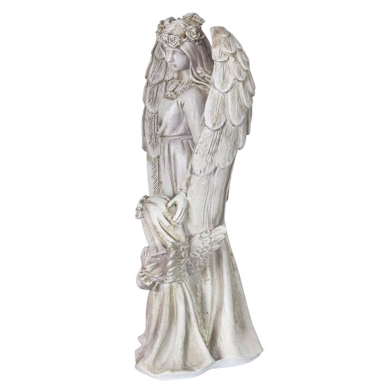 Exhart Angel and Little Girl Angel Resin Garden Statue with LED Halo on ...