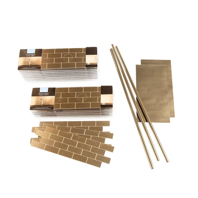 Aspect 12x4-inch Subway Champagne Matted Metal 15-Square Foot Kit - 15 sq ft kit