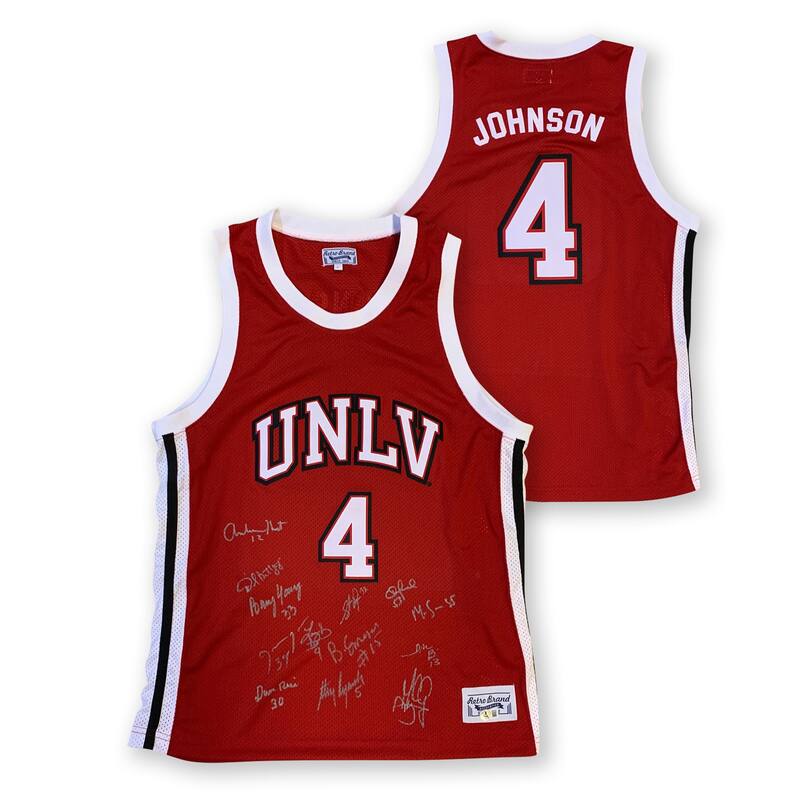 1990 UNLV Rebels Autographed National Championship Team Signed Basketball Jersey Beckett COA - 8'6" x 11'6"