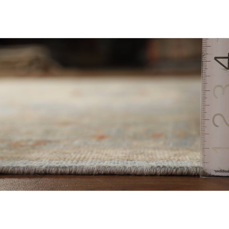 Hand Knotted Oriental 100% Wool Carpet Transitional Medallion Navy Blue & Blues Oushak Area Rug - 9' 10'' X 8' 5''