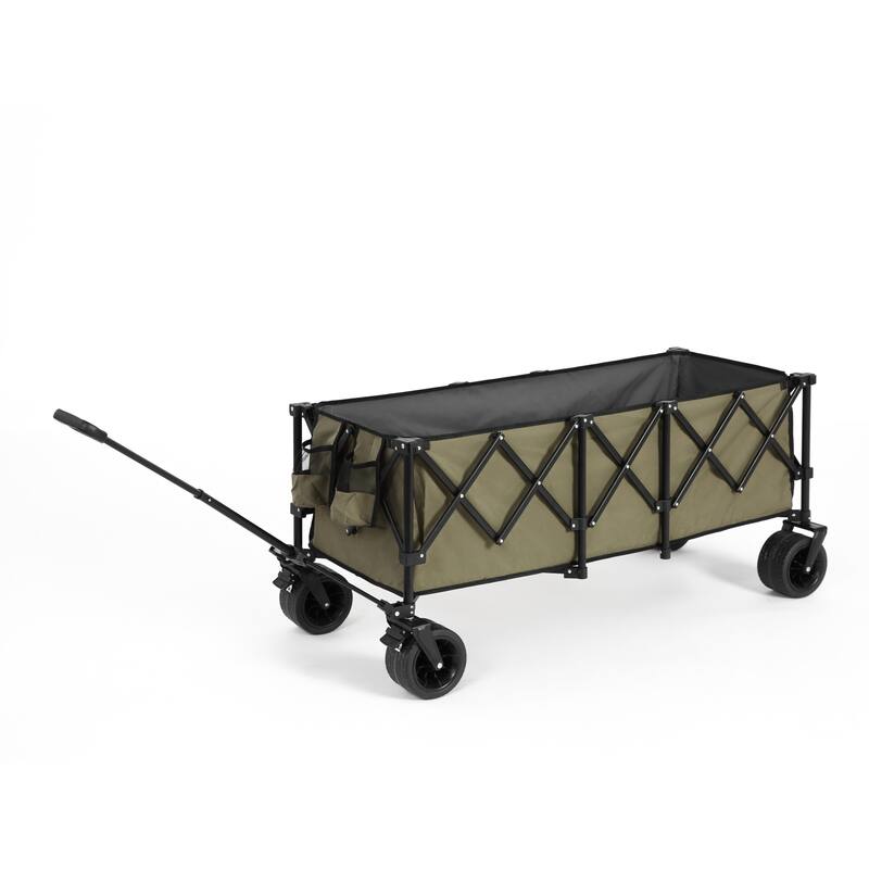 Foldable Wagon with All-Terrain Wheels & Drink Holders, 220lb Capacity