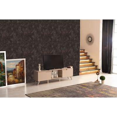 Mid Century Modern Tv Stand 2 Sliding Door Cabinet 2 Shelves 67 inch Tv Unit,Suitable for Bedroom Living room