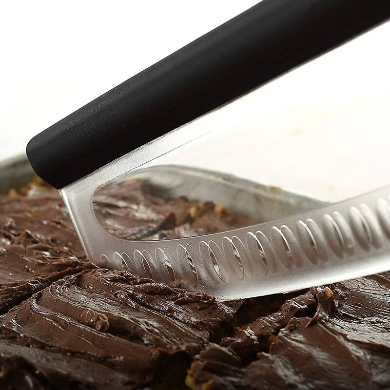 Norpro 13.75" Wide Grip-Ez Pizza / Dessert Slicer with Scallops - Curved Rocker Blade Pizza Cutter