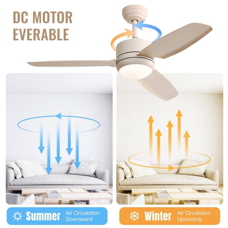 Oaks Aura 46 Inch Modern Farmhouse Ceiling Fan with Light, 6-speed Reversible DC Motor Ceiling Fan Light With Remote Control