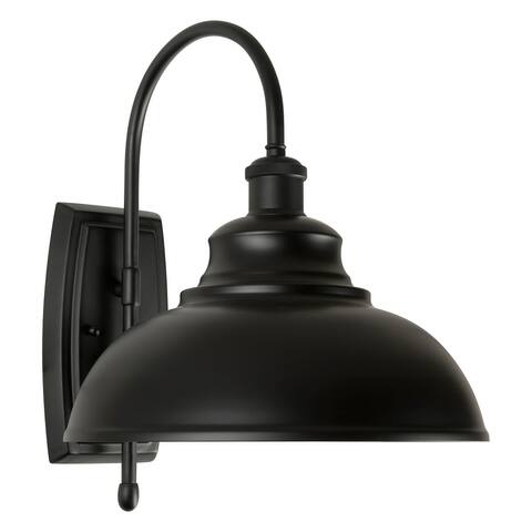 Walton 1-Light Black Outdoor Wall Light with Metal Shade