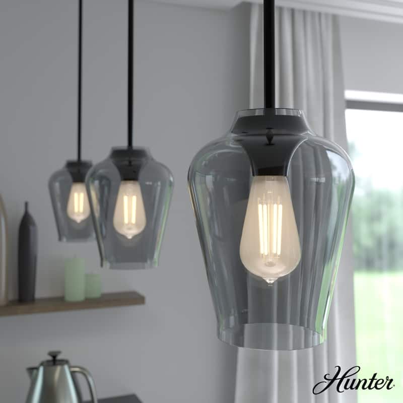 Hunter Vidria 1-Light Mini Pendant - Kitchen Island, Dining Room, Bedroom - Contemporary, Transitional - Matte Black