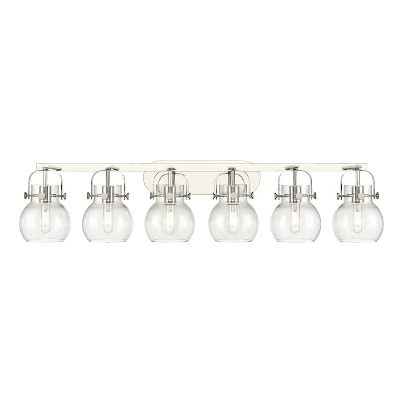 Innovations Lighting 423-6W-10-46 Pilaster II Sphere Vanity Pilaster - Polished Nickel / Seedy
