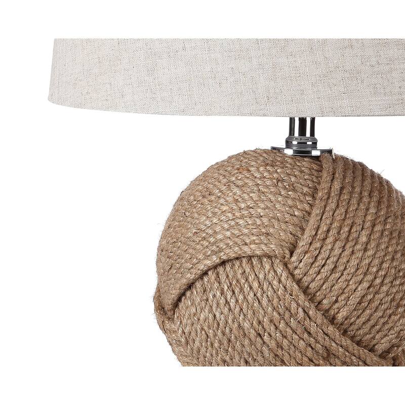 Rosette Fist 24" Knotted Rope LED Table Lamp, Brown by JONATHAN Y