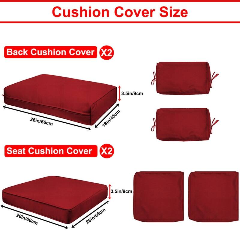 Outdoor Patio Cushion Covers Replacement, Waterproof Furniture Cushion Slipcovers, for Wicker Rattan Sectional Couch Chair