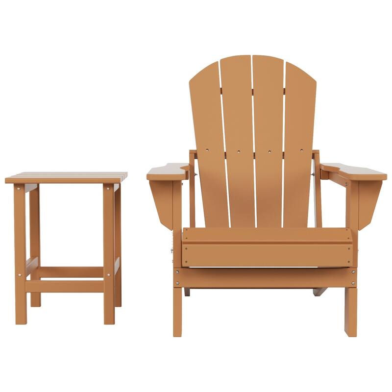 POLYTRENDS Laguna All Weather Poly Outdoor Patio Adirondack Chair - with Round Side Table (2-Piece)