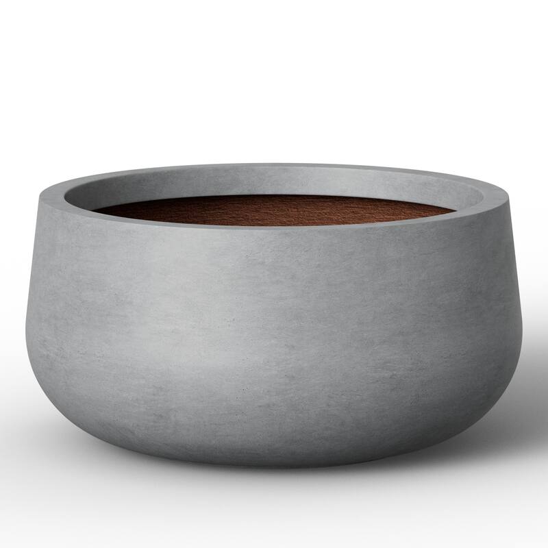 Enhanced Interior Round Concrete Plant Pot/Planter - 11 x 6 in - Concrete Gray(Enhanced Interior)