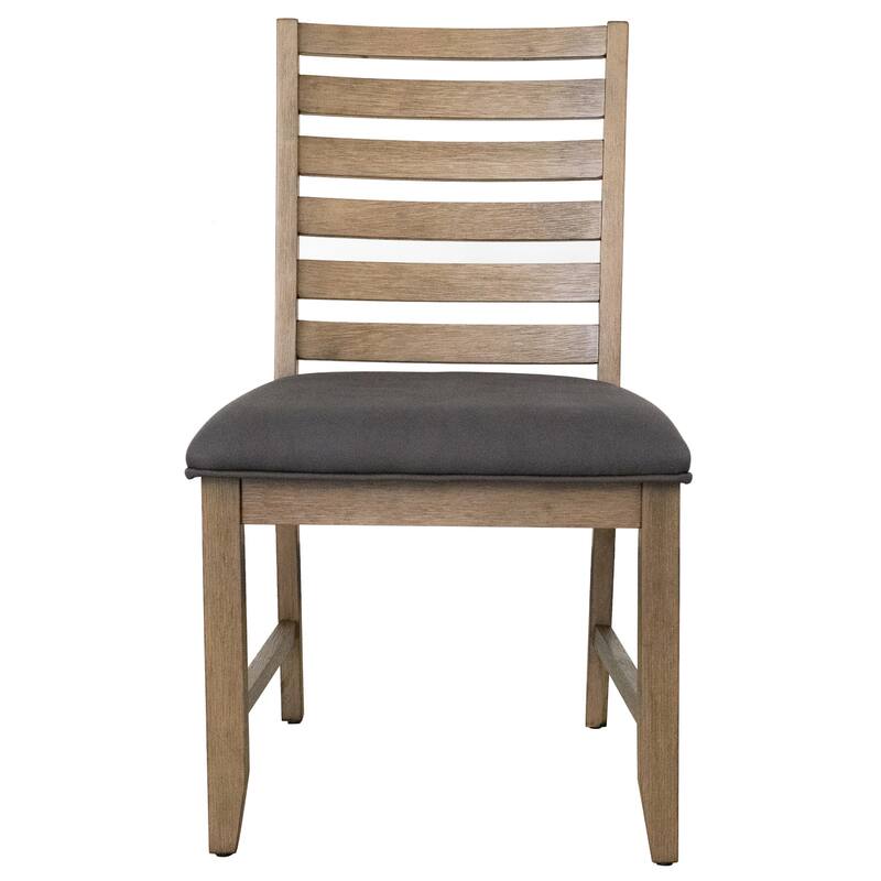 Dining Chairs Set of 2, Gray Upholstered Side Chairs, Acacia Wood Frame, Modern Rustic Design