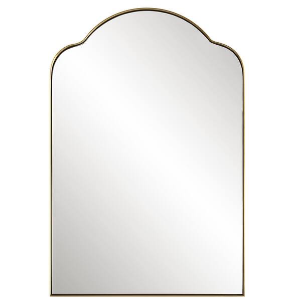 slide 2 of 6, Uttermost 09896 Sidney 20" W x 30" H Arched Stainless Steel Framed Brushed Brass