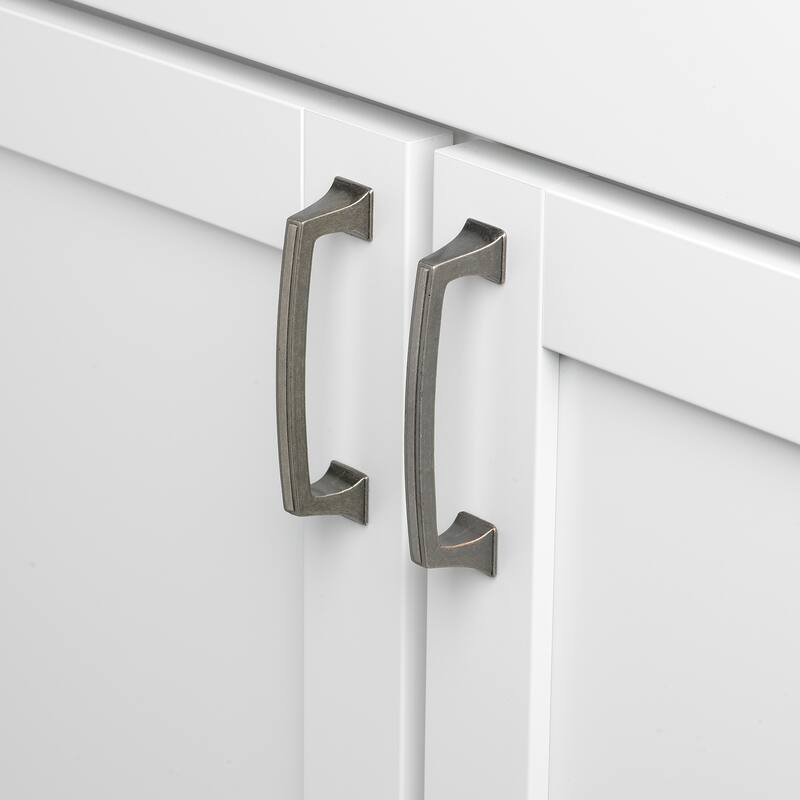 GlideRite 5-Pack 3 in. CC Weathered Nickel Deco Base Cabinet Pulls - Weathered Nickel