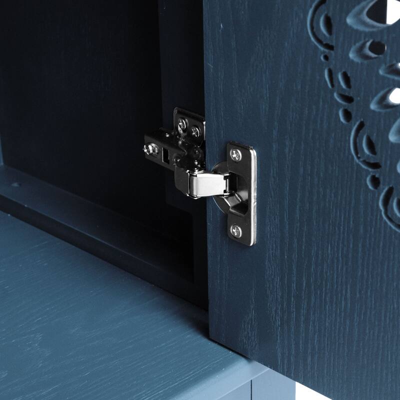 GDFStudio - Manchuria Crest American Style Hollow-Carved Storage Accent Cabinet with 2 Doors