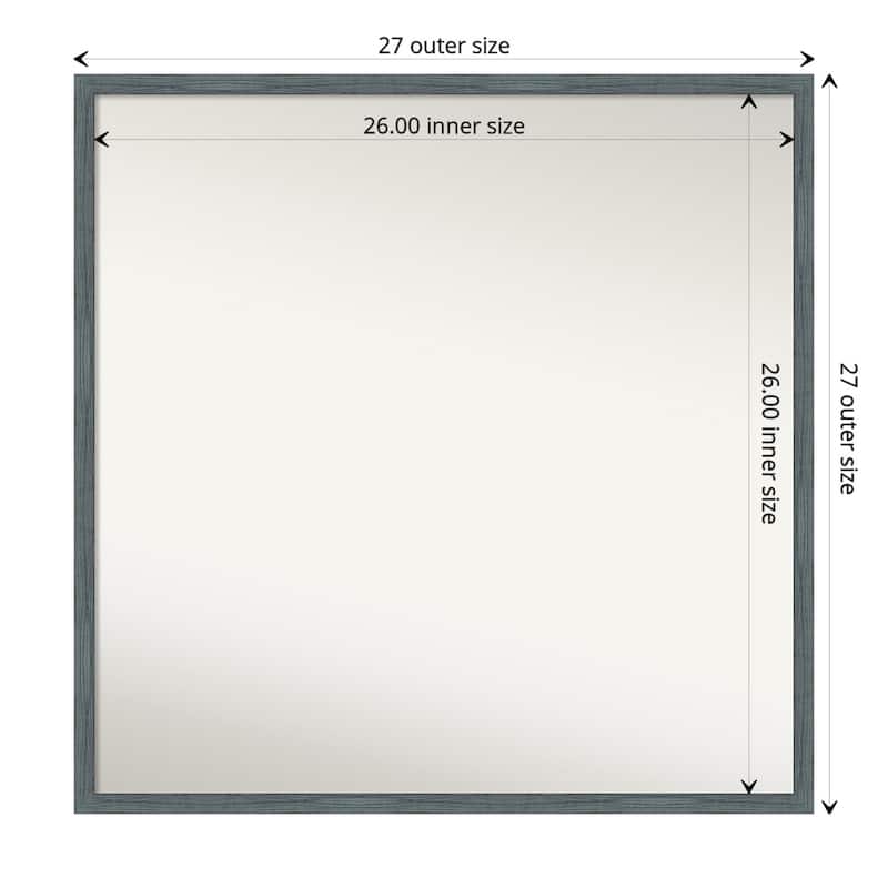 Non-Beveled Wood Wall Mirror - Dixie Blue Grey Rustic Narrow Frame