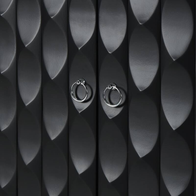 Modern 4-Door Sideboard with Convex Pattern Doors and Silver Handles