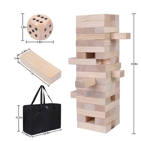 Tumbling Tower Game with Carrying Case, Blocks Game Wood Stacking Game