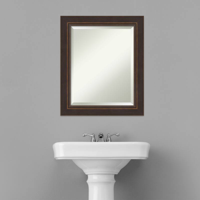 Beveled Wood Bathroom Wall Mirror - Lara Bronze Frame - Lara Bronze