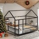 preview thumbnail 2 of 32, Metal Full Size Bed House Bed with Desk,Smart Storage and USB Ports,Kids Bed Design