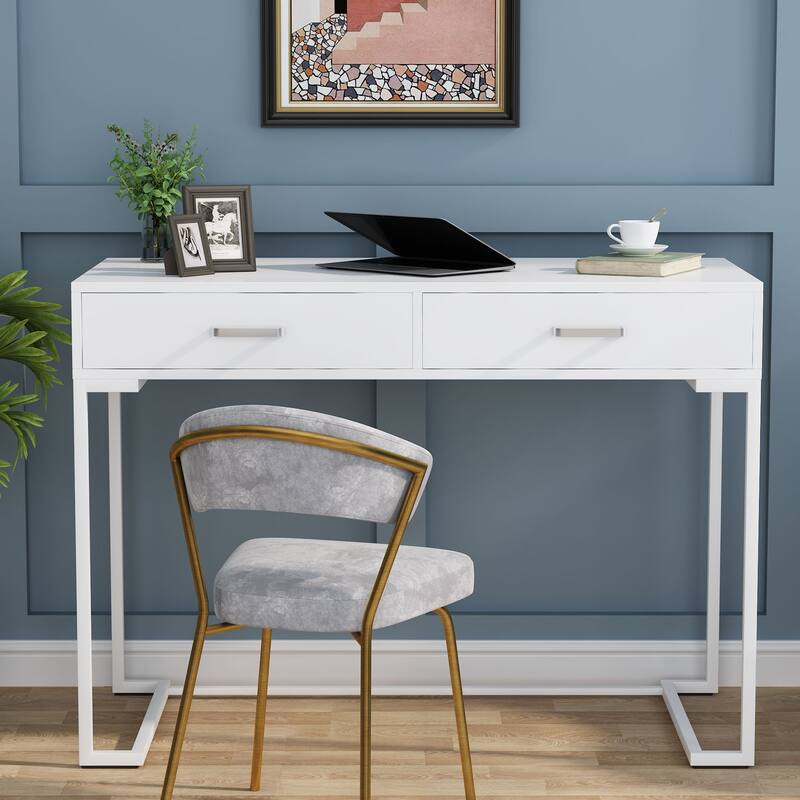 Computer Writing Study Desk with 2 Drawers
