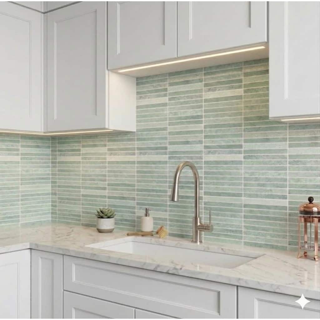 ES STONE - Ming Green Marble 1" x 6" Stack Mosaic Tile - Case (10 Sheets)