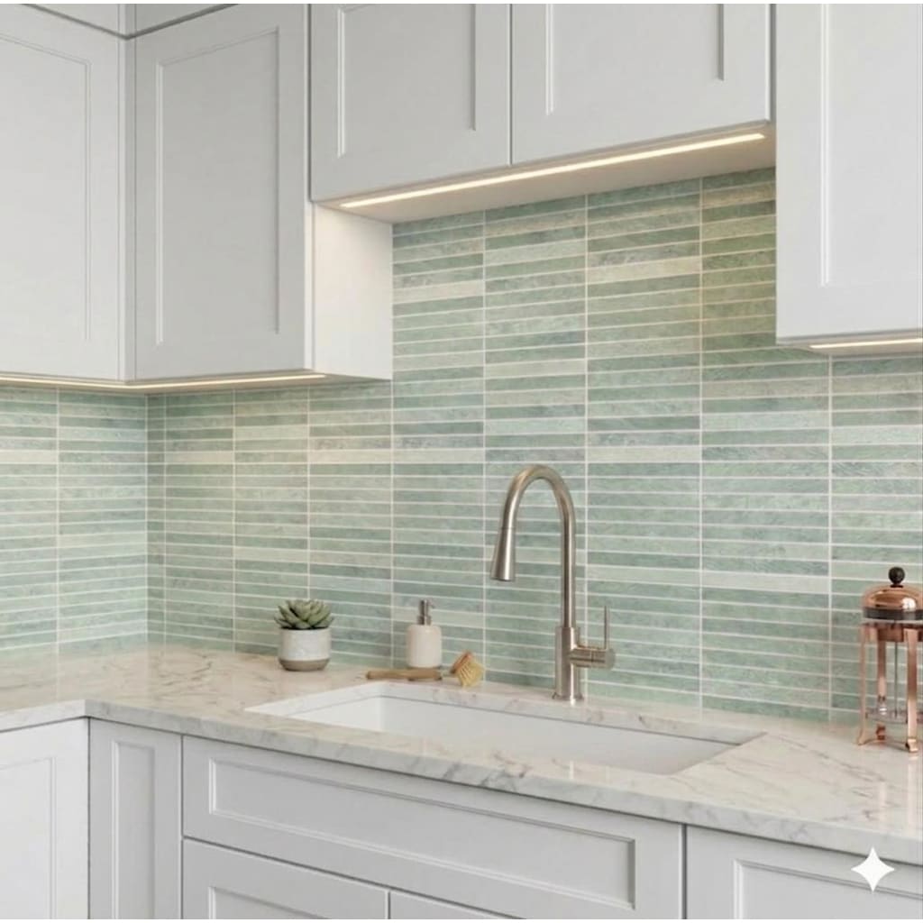 ES STONE - Ming Green Marble 1" x 6" Stack Mosaic Tile - Case (10 Sheets)