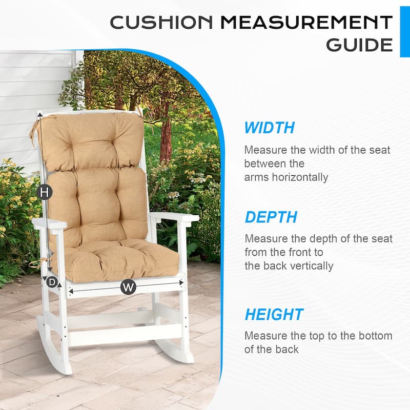 Aoodor Outdoor 45"x 22" x5" Tufted High Back Cushions Patio Replacement Chair Cushion with Ties, Set of 2 - 45" x 22" x 5"